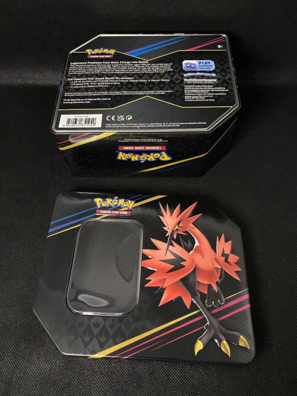 Galarian Zapdos Empty Legendary Pokemon Crown Zenith Mega Tin Storage Container